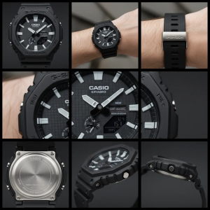 ساعت کاسیو جیشاک مدل GA‑2100‑1ADR با طراحی هشتضلعی و فناوری Carbon Core Guard