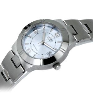 ساعت زنانه Casio LTP‑1241D‑2ADF با صفحه آبی آسمانی و بند استیل ضدزنگ