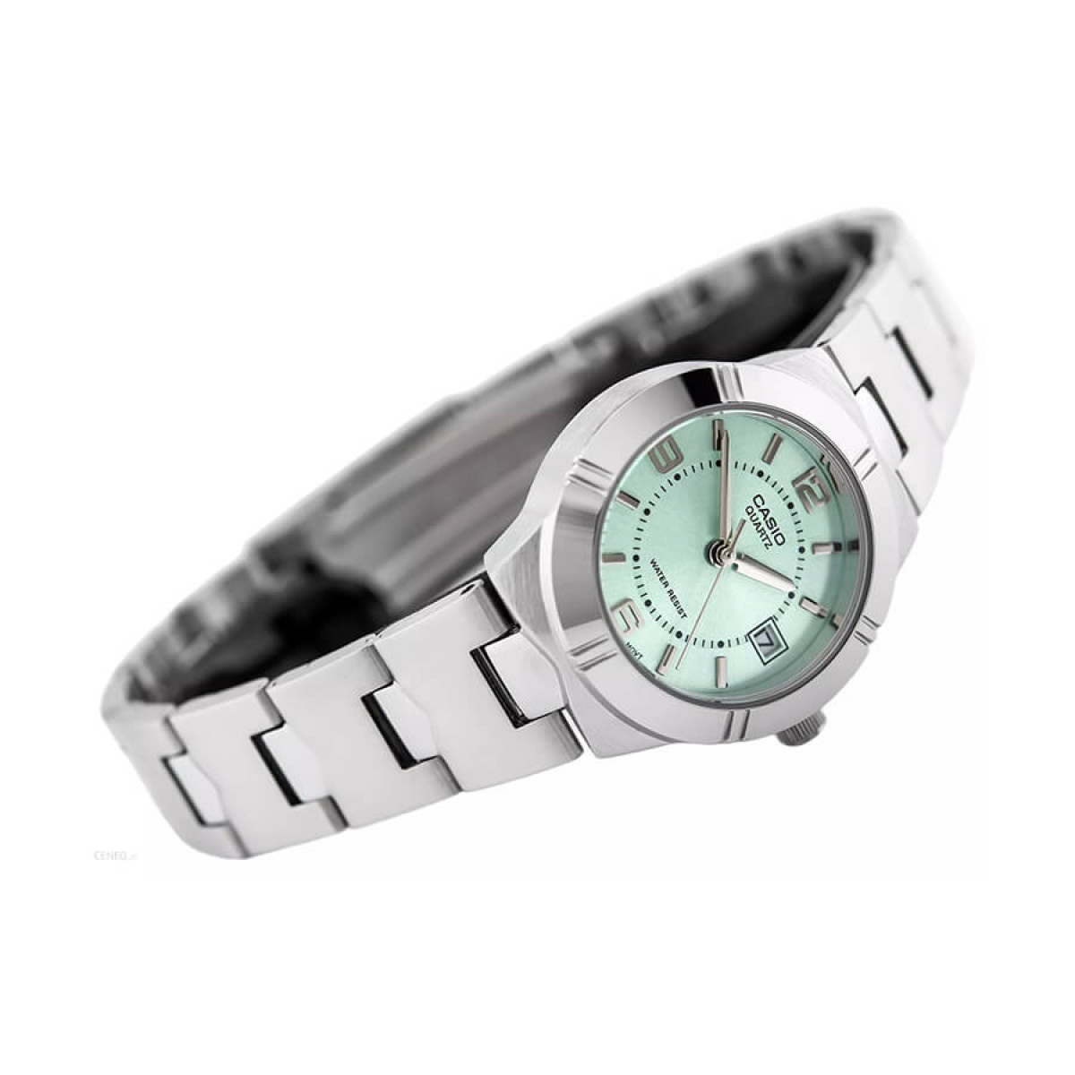 Casio-LTP-1241D-3ADF-pic6 ساعت زنانه Casio LTP‑1241D‑3ADF با صفحه سبز کلاسیک و بند استیل ضدزنگ