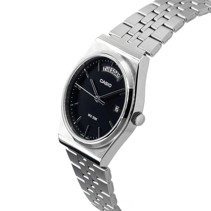 MTP-B146D-1AVDF-pic3 ساعت کلاسیک Casio MTP‑B146D‑1AVDF با صفحه مشکی و بدنه فولاد ضدزنگ، موتور Quartz و مقاومت آبی 50 متر