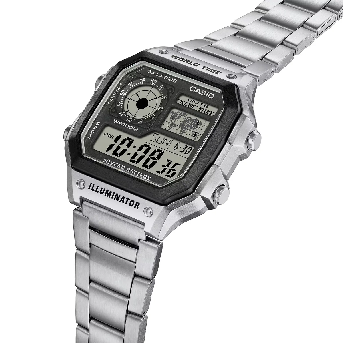 imgi_37_AE-1200WHD-1AV_04 ساعت Casio AE‑1200WHD‑1A مشهور به Casio Royale، با بند استیل، قابلیت World Time و مقاومت آبی 100 متر، استفاده شده در فیلم Casino Royale (2006)