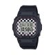 ساعت مچی زنانه Casio Baby‑G BGD‑565GS‑1 دیجیتال با بدنه مشکی مات، صفحه گلیتر طلایی، مقاومت ضربه، مقاومت آب ۱۰۰ متر، نور پس‌زمینه LED و طراحی اسپرت مدرن مناسب استایل روزمره