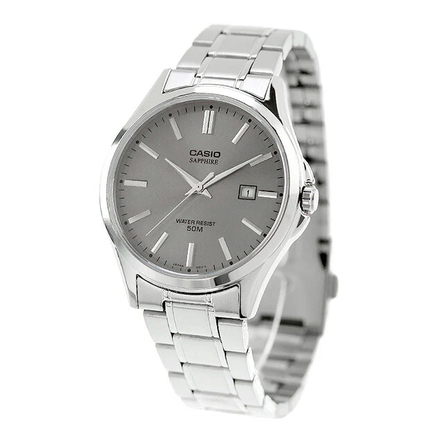 MTS-115D-8AV-3 ساعت مچی مردانه Casio MTS‑115D‑8AV با صفحه نقرهای خاکستری، قاب و بند استیل نقرهای، شیشه یاقوت کبود ضدخش، موتور کوارتز و مقاومت آب ۵۰ متر؛ مناسب استایل رسمی و نیمهرسمی