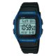ساعت مچی دیجیتال مردانه Casio W‑96H‑2A با صفحه آبی، قاب و بند رزین مشکی، نمایش ساعت، تاریخ و روز هفته، نور LED و مقاومت 50 متری در برابر آب؛ مناسب استفاده روزمره و اسپرت