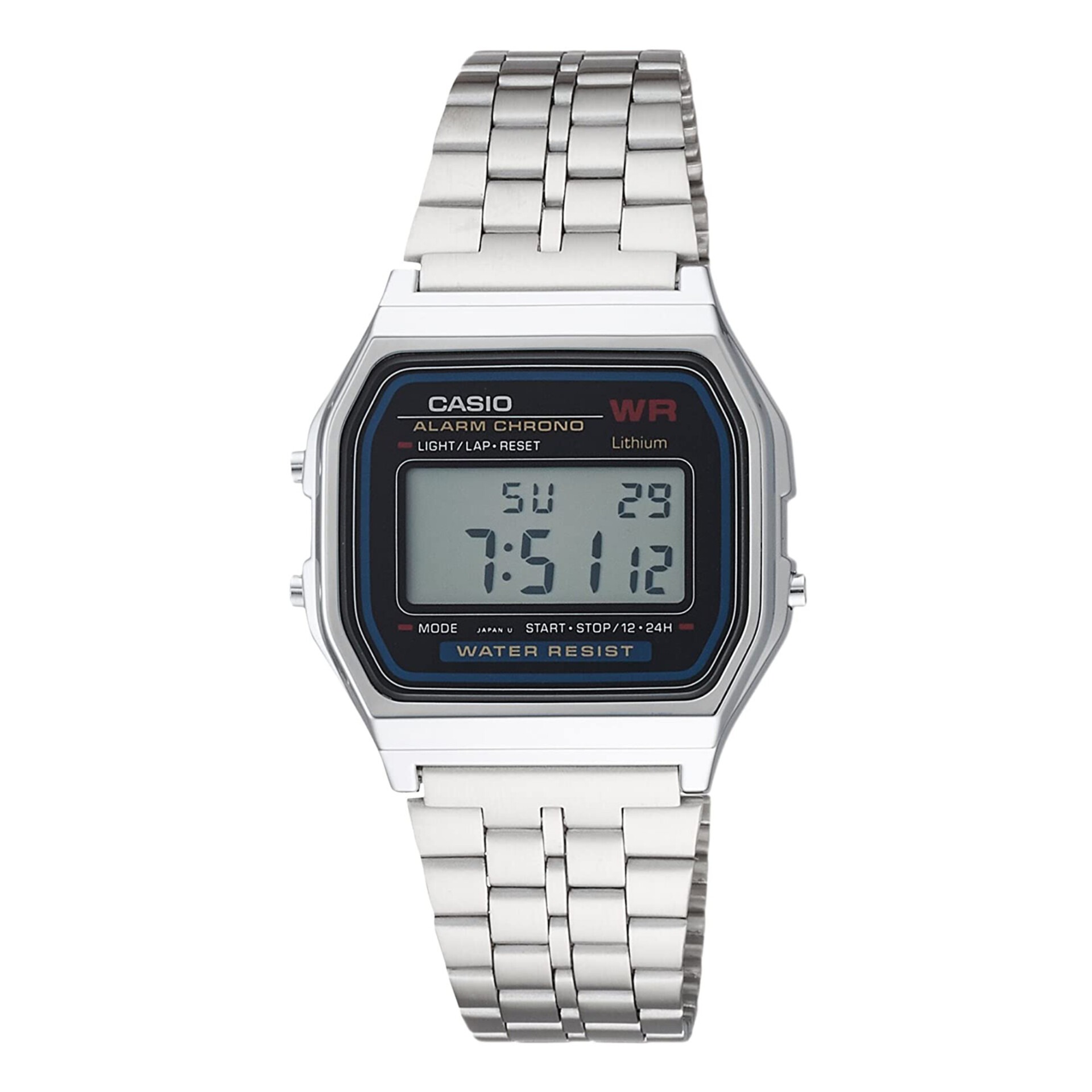 Casio-A159WA-N1D ساعت دیجیتال Casio A159WA-N1D با بند استیل نقرهای