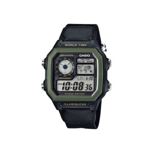 ساعت دیجیتال Casio AE-1200WHB-1B با بند پارچه‌ای مشکی