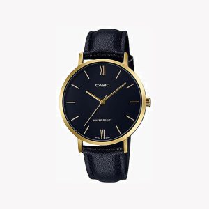ساعت مچی زنانه کاسیو LTP-VT01GL-1B با بند چرمی مشکی و قاب طلایی