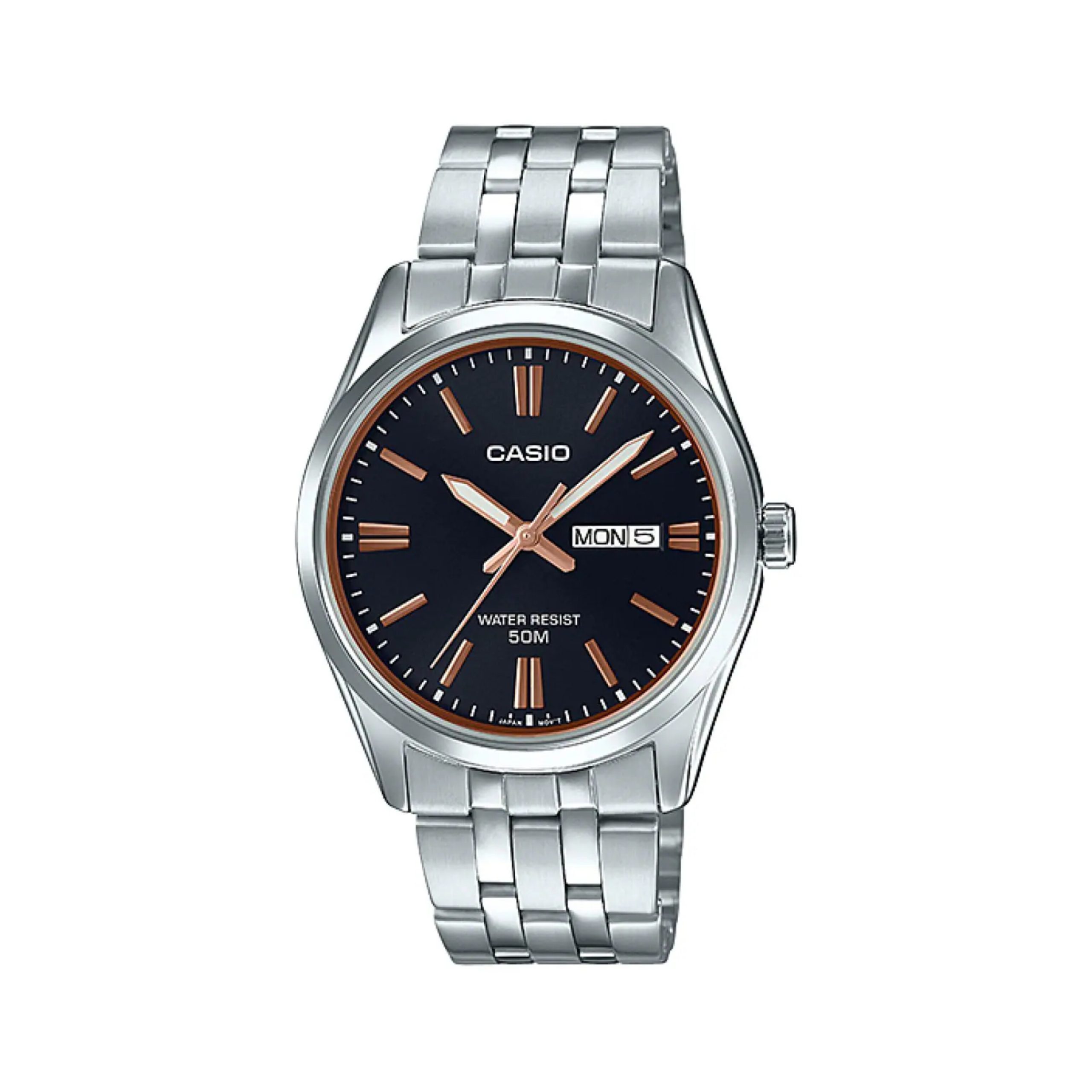 Casio-MTP-1335D-1A2 (4) ساعت مچی مردانه کاسیو MTP-1335D-1A2V با صفحه مشکی و بند استیل