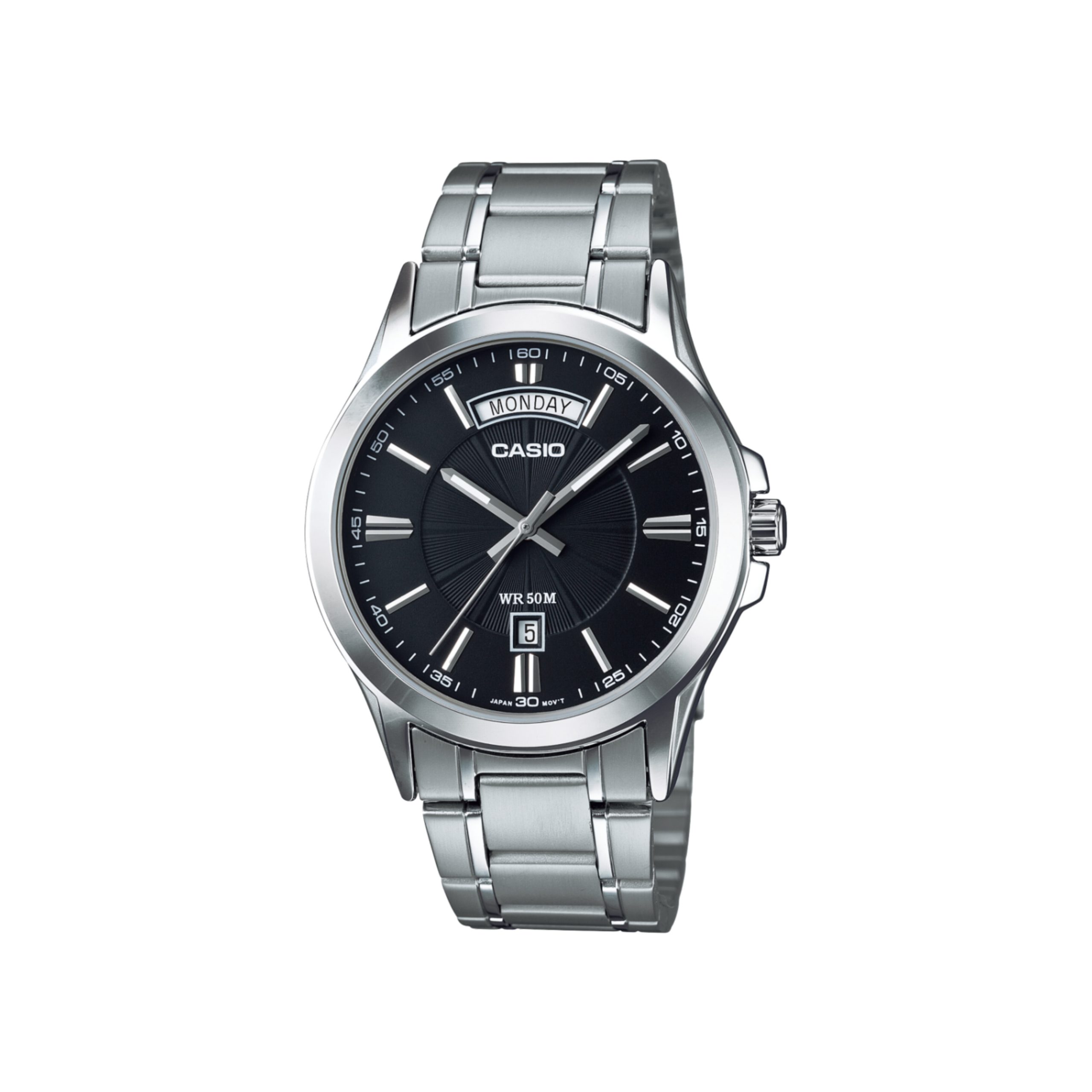 Casio-MTP-1381D-1A (5) ساعت مچی مردانه کاسیو MTP-1381D-1A با صفحه مشکی و بند استیل