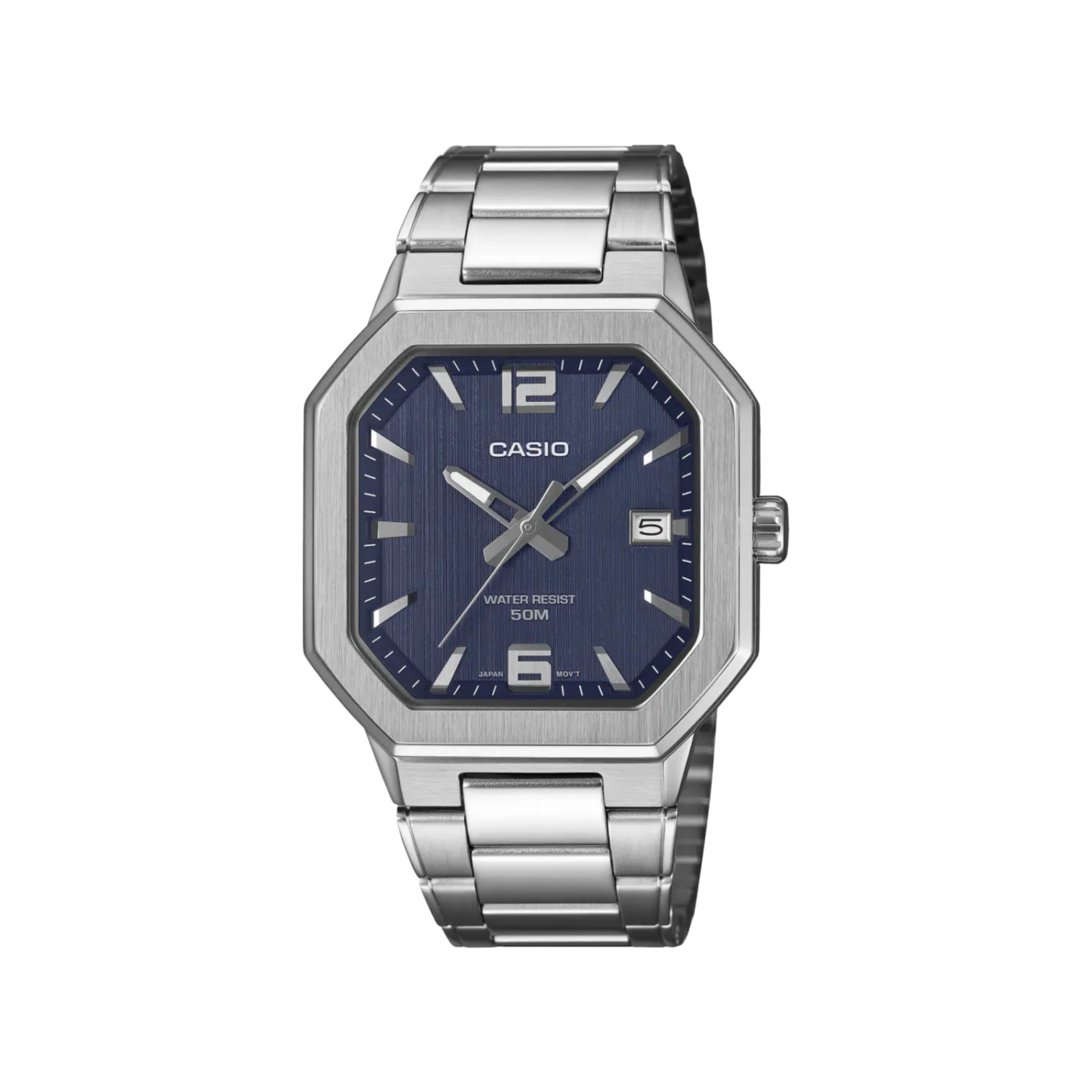 Casio-MTP-B195D-2A (4) ساعت مچی مردانه کاسیو استیل مدل MTP-B195D-2A با صفحه آبی