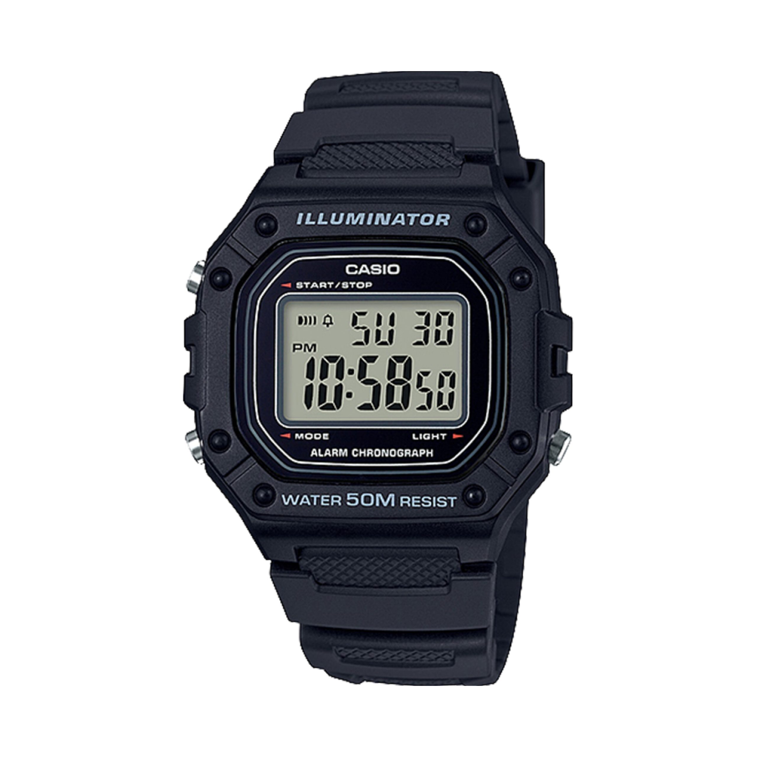 Casio-W-218H-1A (6) ساعت مچی دیجیتال کاسیو مدل W-218H-1A با قاب و بند رزینی مشکی