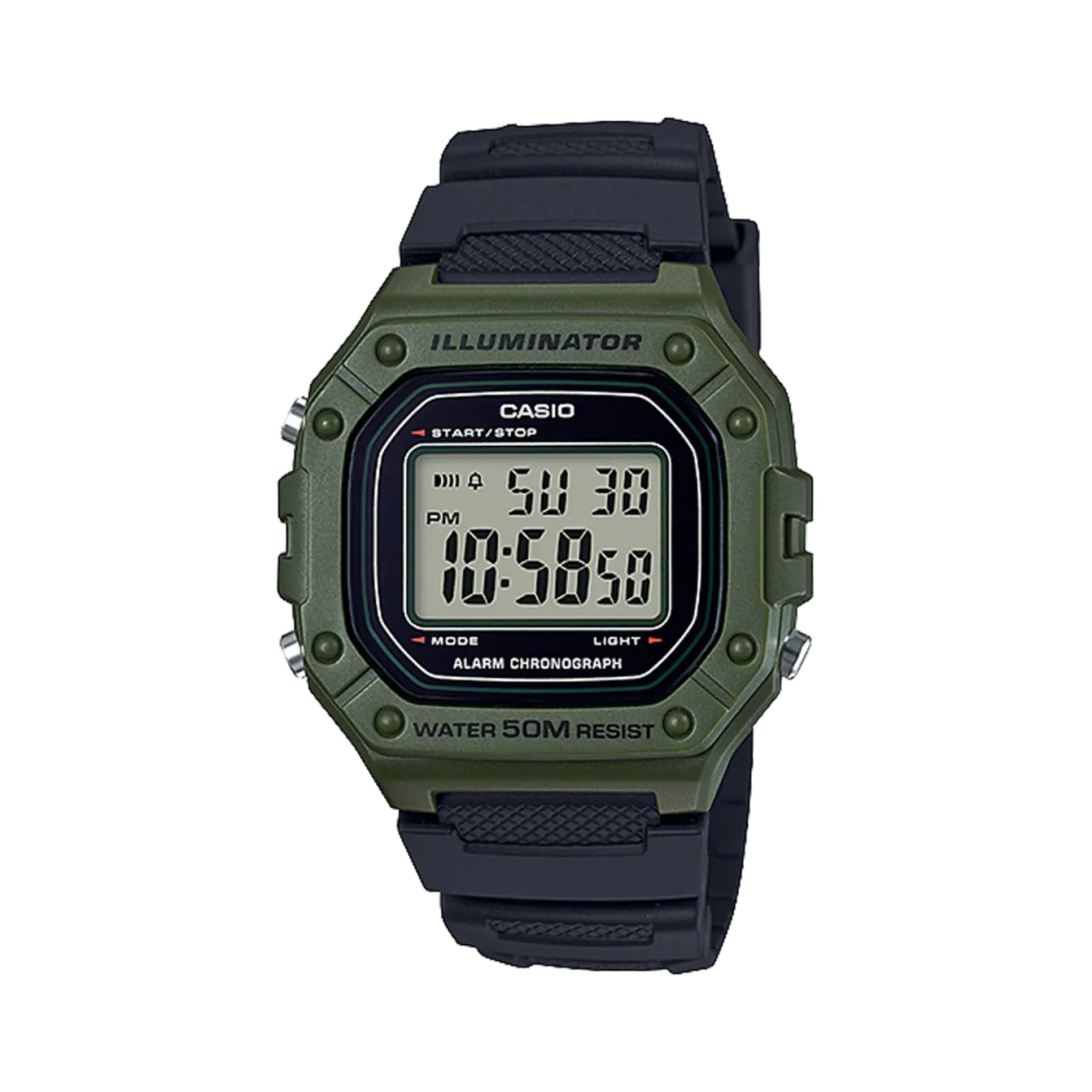 Casio-W-218H-3A (6) ساعت مچی دیجیتال کاسیو مدل W-218H-3A با قاب و بند رزینی سبز زیتونی
