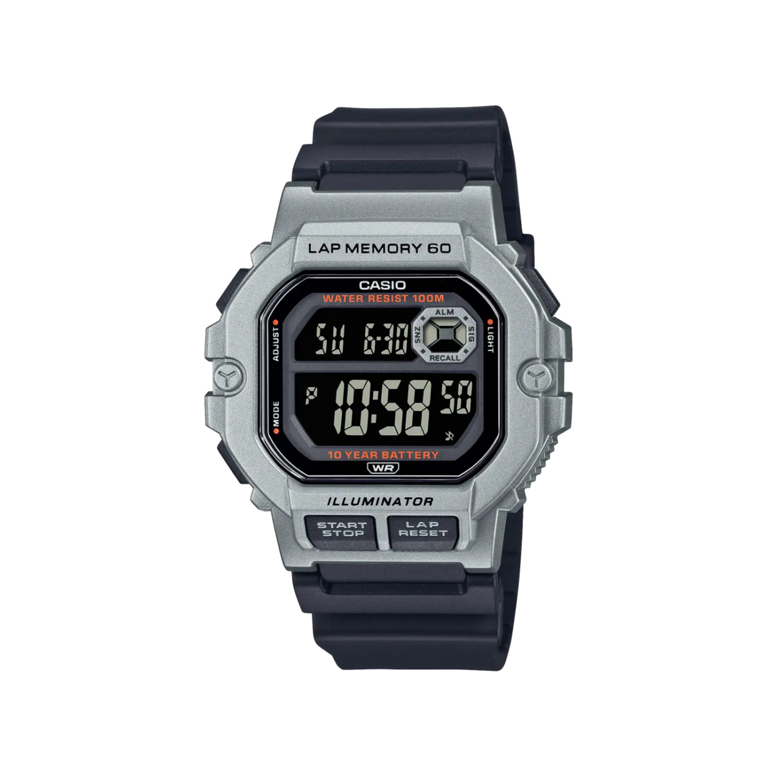 Casio-WS-1400H-1B (5) ساعت مچی دیجیتال مردانه کاسیو مدل WS-1400H-1B با بدنه و بند رزین مشکی